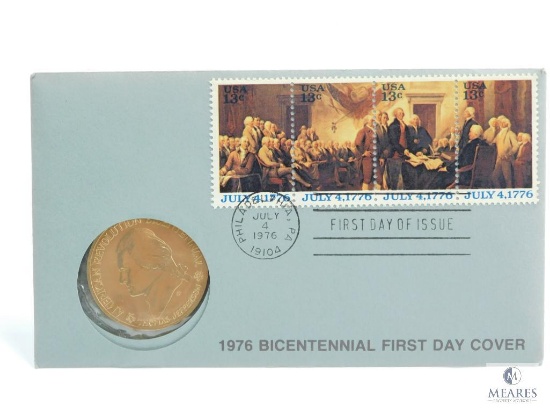 July 4, 1976 1st Day of Issue Bicentennial Cover & Medal