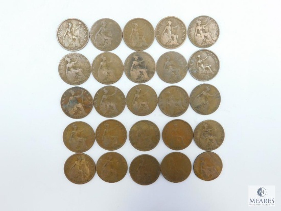 25 British Half Pennies, All in 1920's