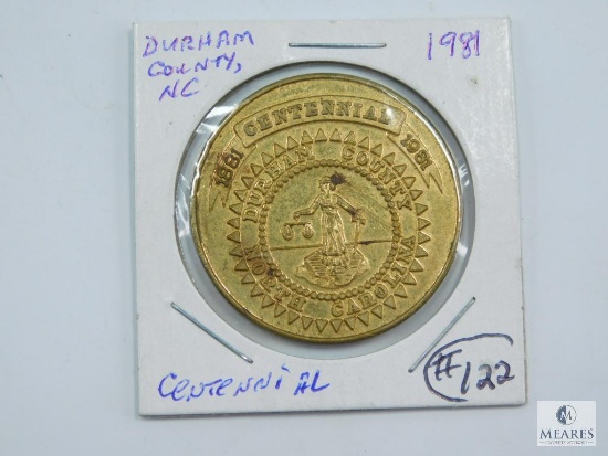 1981 Durham County, N.C. Centennial Token, Dollar Size