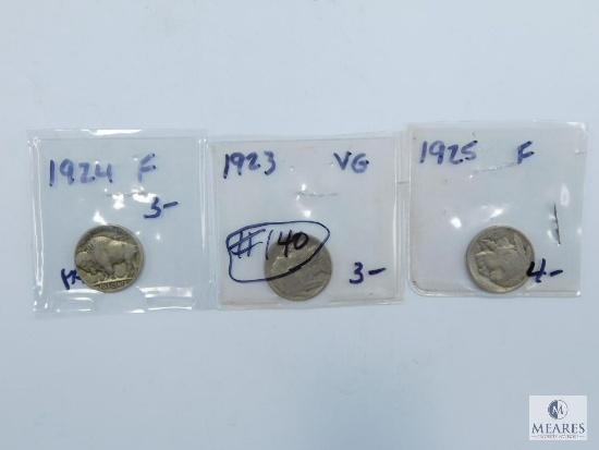 Buffalo Nickels 1923 (VG), 1924 (F), 1925 (F)