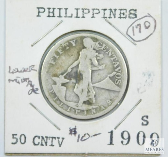 1909-S Silver Philippines 50 Centavos, Lower Mintage