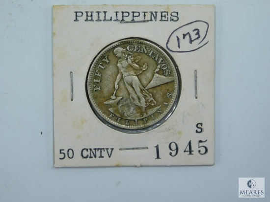 1945-S Silver Philippines 50 Centavos WWII