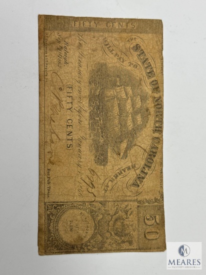 Sept. 1st 1862 North Carolina Fifty Cents Note