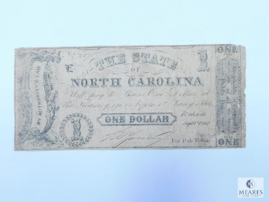 Sept. 1st 1862 North Carolina $1.00 Note