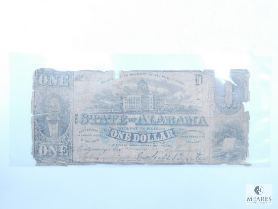 Jan. 1st 1863 Alabama Confederate $1.00 Note