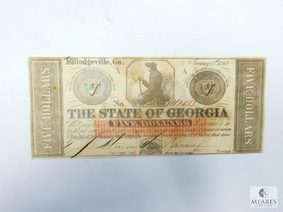 Milledgeville, GA, Jan. 15th 1862 Gem Crisp UNC, Serial #181333 (Sequential to Previous Note)