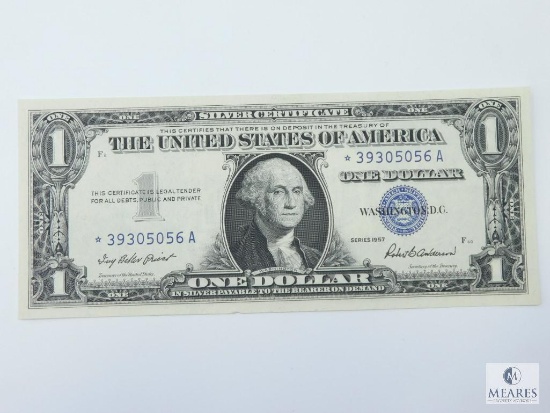 1957 Star $1.00 Silver Certificate Crisp, AU-CU