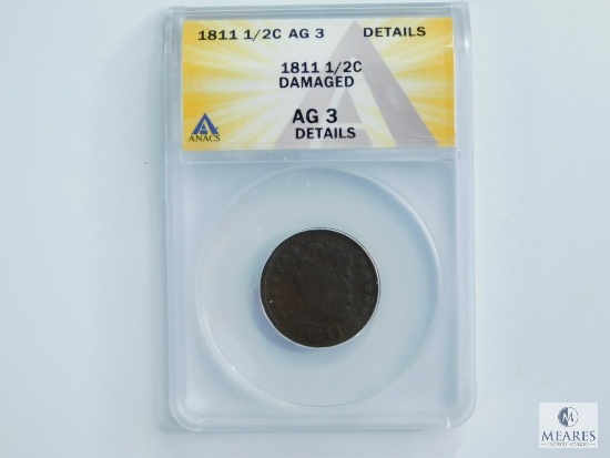 ANACS Graded 1811 Classic Head Half Cent AG3 - Details - Damaged