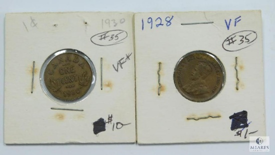 1928 (VF) & 1930 (VF) Canada Cents
