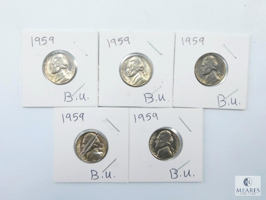 Group of Five 1959 Jefferson Nickels
