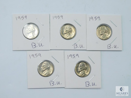 Group of Five 1959 Jefferson Nickels