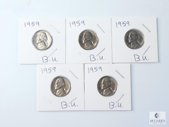 Group of Five 1959 Jefferson Nickels