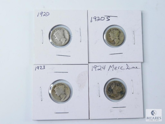 Four Mixed Date and Mint Mercury Silver Dimes
