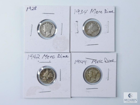 Four Mixed Date and Mint Mercury Silver Dimes