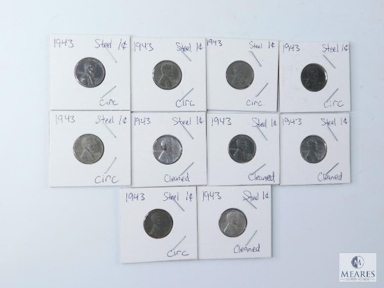 Group of 10 1943 Steel Wartime Lincoln Wheat Cents