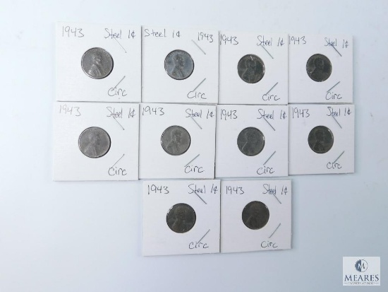 Group of 10 1943 Steel Wartime Lincoln Wheat Cents