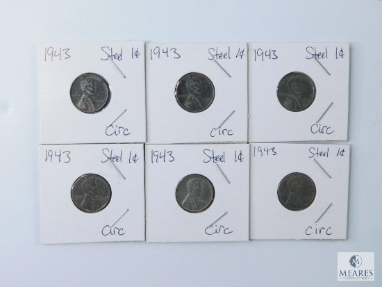 Group of Six 1943 Steel Wartime Lincoln Wheat Cents