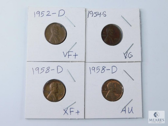 Group of Four 1950s Lincoln Wheat Cents