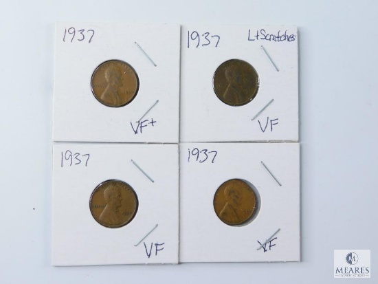 Four 1937 Lincoln Wheat Cents