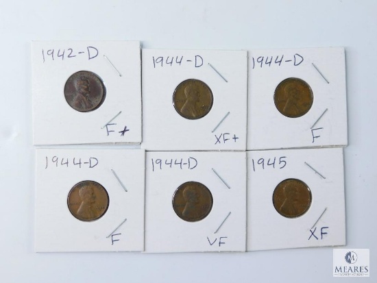 Six Lincoln Wheats from the 1940s