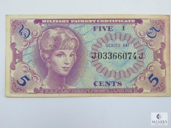 Military Payment Certificate Five Cents Series 641