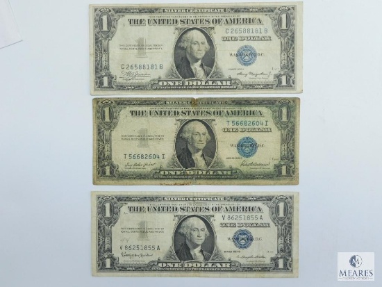 Three $1.00 Silver Certificates 1935A, 1935F, 1957B