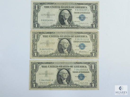 Three $1.00 Silver Certificates 1935G, 1957, 1957B