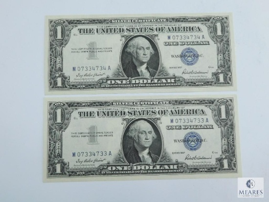 Two Sequential 1957 $1.00 Silver Certificate, Crisp UNC.