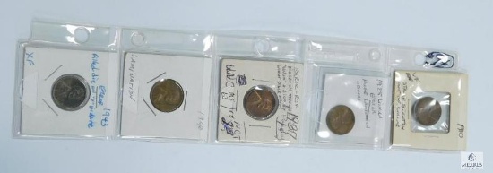 Five Lincoln Errors Described on 2x2 Includes Scarcer 1943 WWII Steel Error