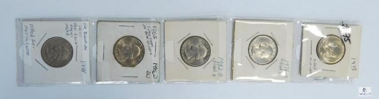 Five Washington Quarter Errors Described on 2x2 Includes a 1976-D Bicentennial