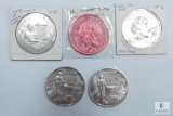 Five Mardi Gras Tokens, Dollar Size, 1970, 74, 78, 90 (2)