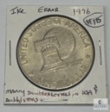 1976 Bicentennial Ike Dollar, Some Letters Double on Rev. & Stars Doubled