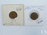 Blank Copper Cent Planchet & 1916 Lincoln Error, Broken 1 In Date