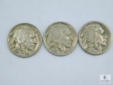 Buffalo Nickels 1920-S (AG-G), 1923 (F), 1938-D (F-VF)