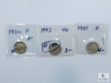 Buffalo Nickels 1923 (VG), 1924 (F), 1925 (F)