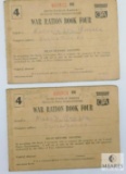 Two Sequentially Numbered WWII Ration Books #4, Has Many Coupons Left
