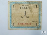 1943 Allied Military Currency Italy 1 Lira, VF Details