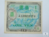 1945 Allied Military Currency Japan 1 Yen, Crisp AU-UNC, Barely Noticeable Center Fold
