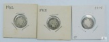 1912, 1913, 1914 Barber Dimes