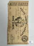 Jan. 1st 1863 North Carolina Five Cents Note, Nice Crisp UNC.