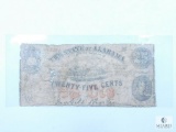 Jan. 1st 1863 Alabama 25 Cents Note
