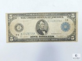 1914 Large Size $5.00 Federal Reserve Note, Richmond, V Fine