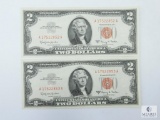 Two Sequential 1963A $2.00 U.S. Notes, Crips UNC