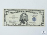 1953A $5.00 Silver Certificate, Crisp AU-CU (Almost Undetectable Fold)