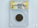 ANACS Graded 1808 Draped Bust Half Cent - Fair 2 Details - C-3 Rotated Dies, Heavily Corroded
