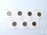 Group of Seven 1959 Jefferson Nickels