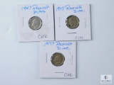 Three 1947 Silver Roosevelt Dimes