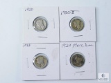 Four Mixed Date and Mint Mercury Silver Dimes