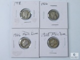 Four Mixed Date and Mint Mercury Silver Dimes