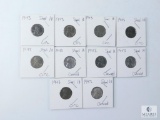 Group of 10 1943 Steel Wartime Lincoln Wheat Cents